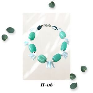 Green Gem Mermaid Inspired Glass Bracelet - Moss Green Glass Bracelet